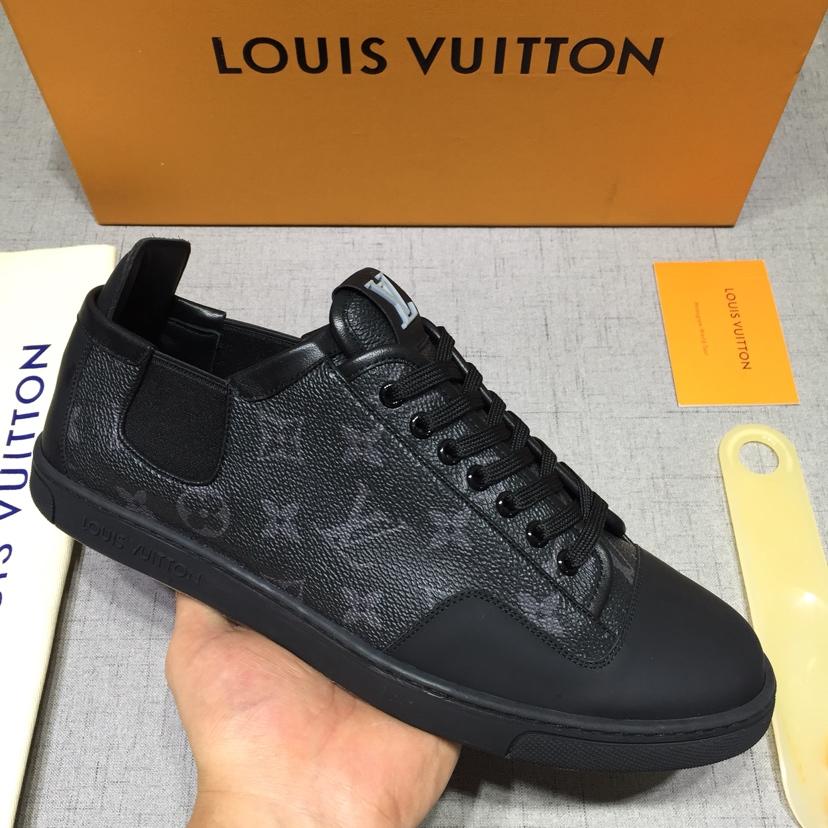 lv Perfect Quality Sneakers Black and Monogram print with black sole MS071021