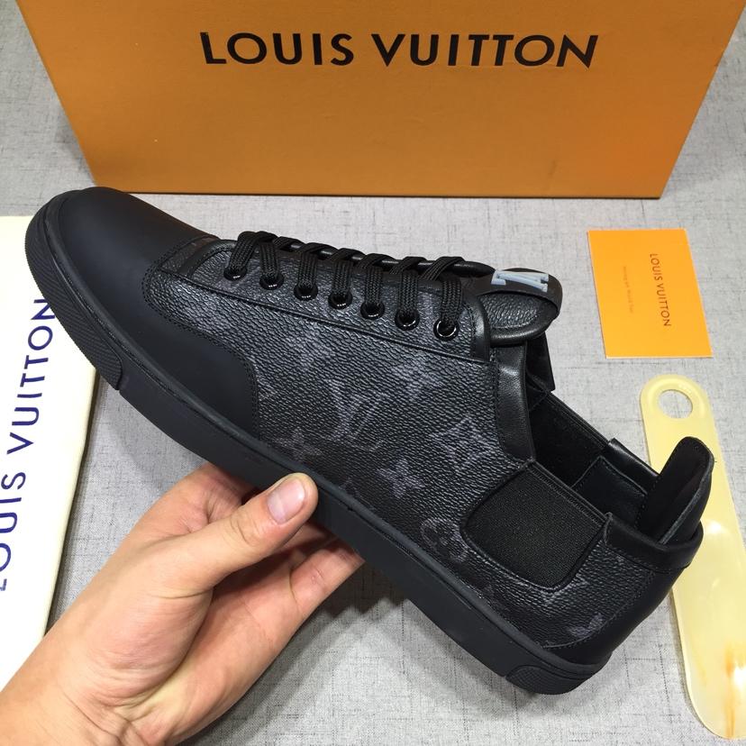 lv Perfect Quality Sneakers Black and Monogram print with black sole MS071021