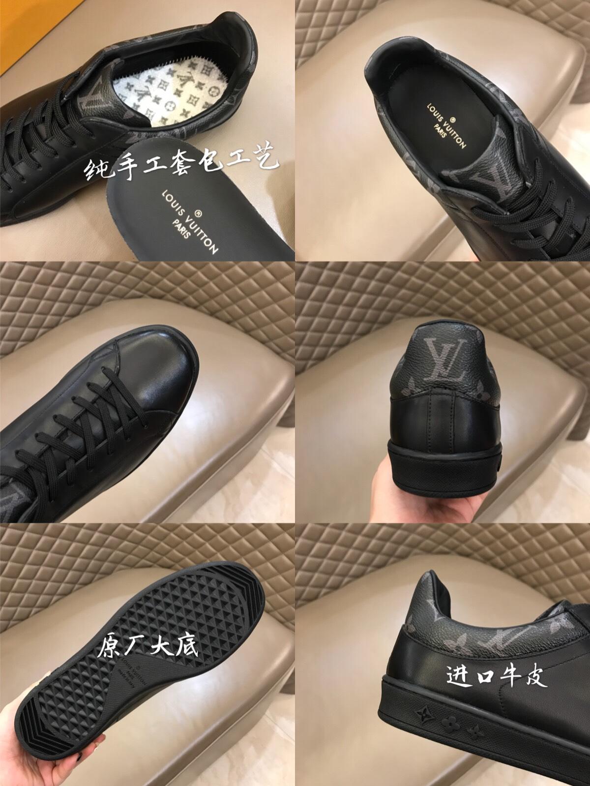 lv Perfect Quality Sneakers Black and Monogram print trim and black sole MS02841