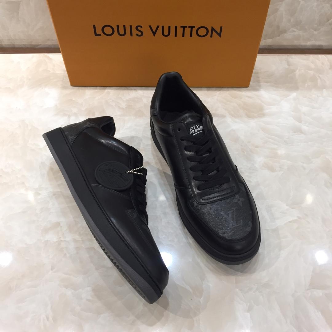 lv Perfect Quality Sneakers Black and Monogram print details and white sole MS071031