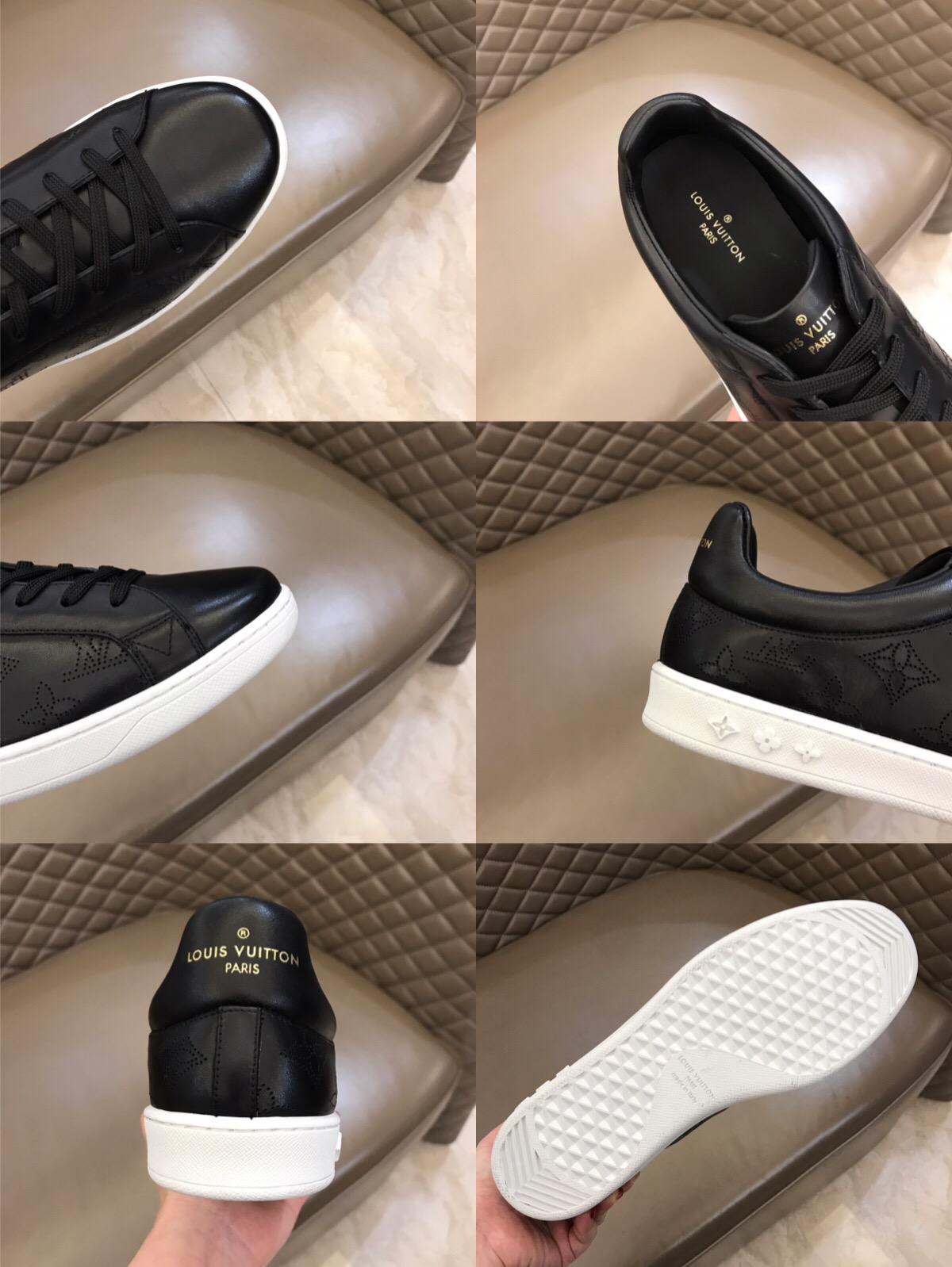 lv Perfect Quality Sneakers Black and Monogram embroidery with white sole MS02832