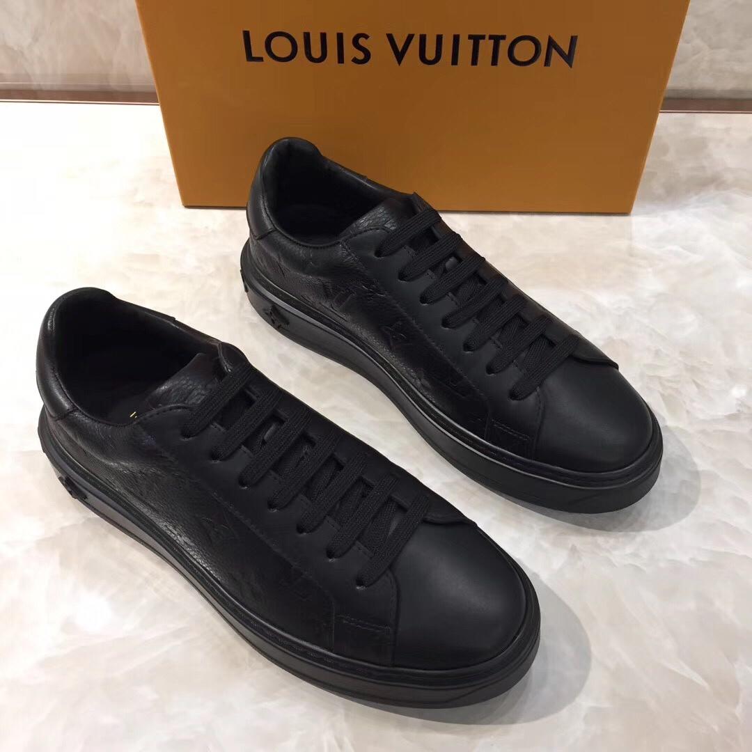 lv Perfect Quality Sneakers Black and Monogram embossing with black sole MS071025