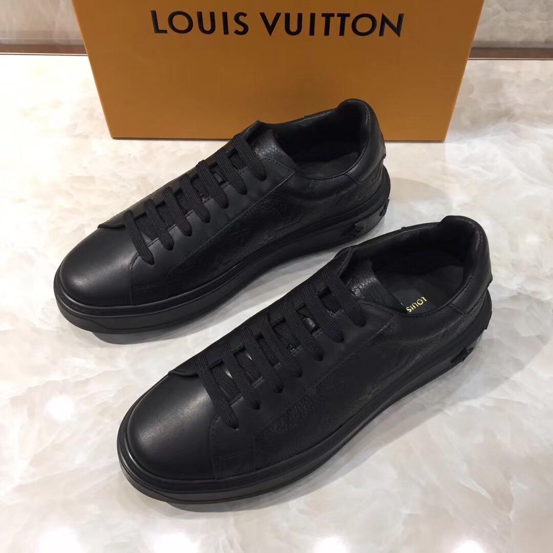 lv Perfect Quality Sneakers Black and Monogram embossing with black sole MS071025