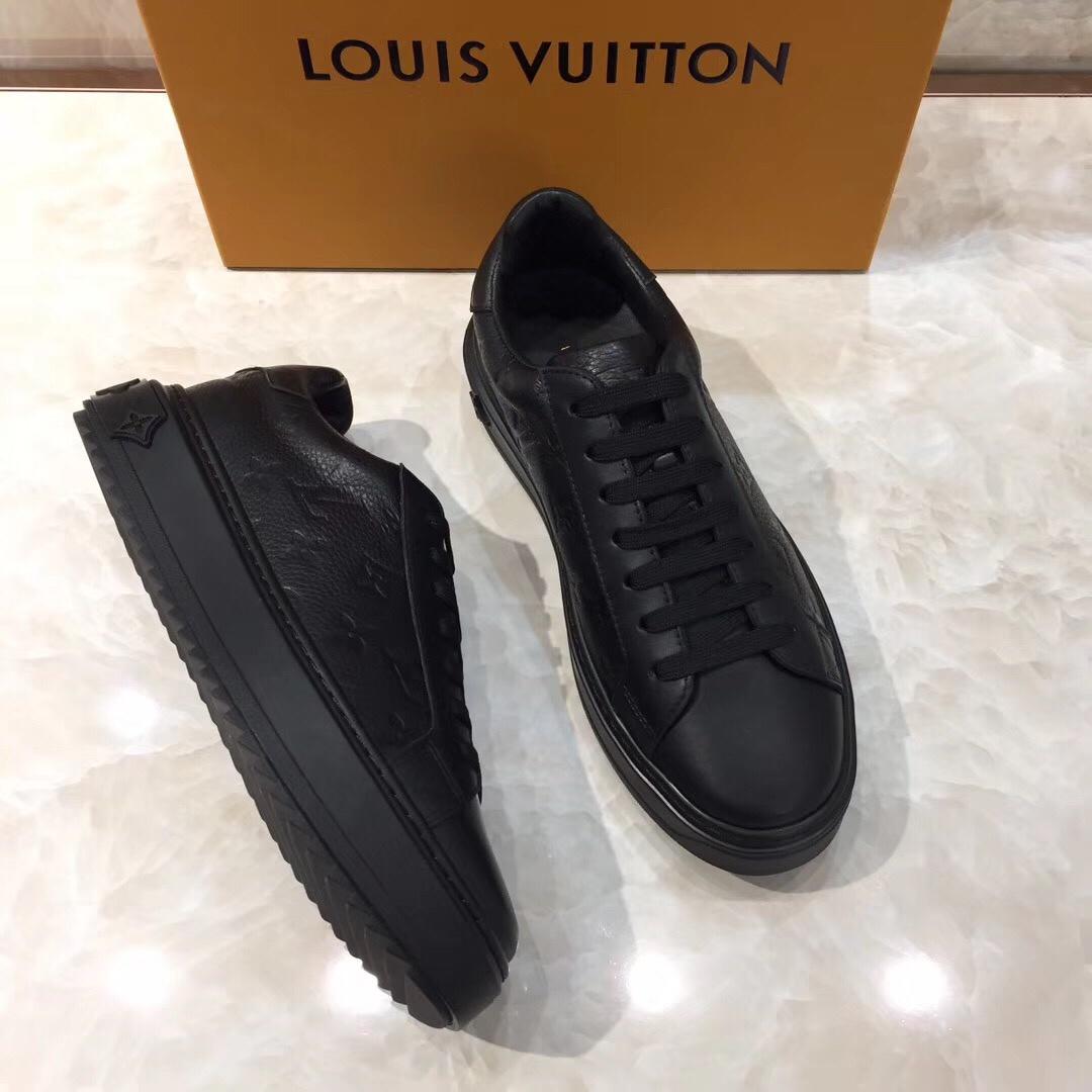 lv Perfect Quality Sneakers Black and Monogram embossing with black sole MS071025