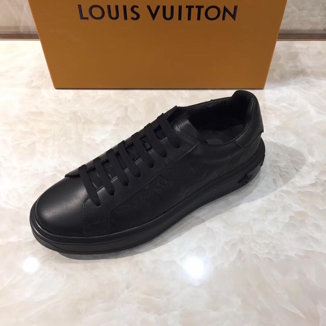 lv Perfect Quality Sneakers Black and Monogram embossing with black sole MS071025