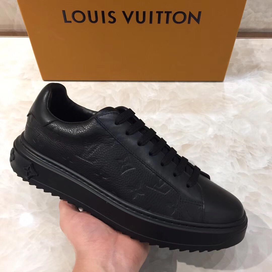 lv Perfect Quality Sneakers Black and Monogram embossing with black sole MS071025