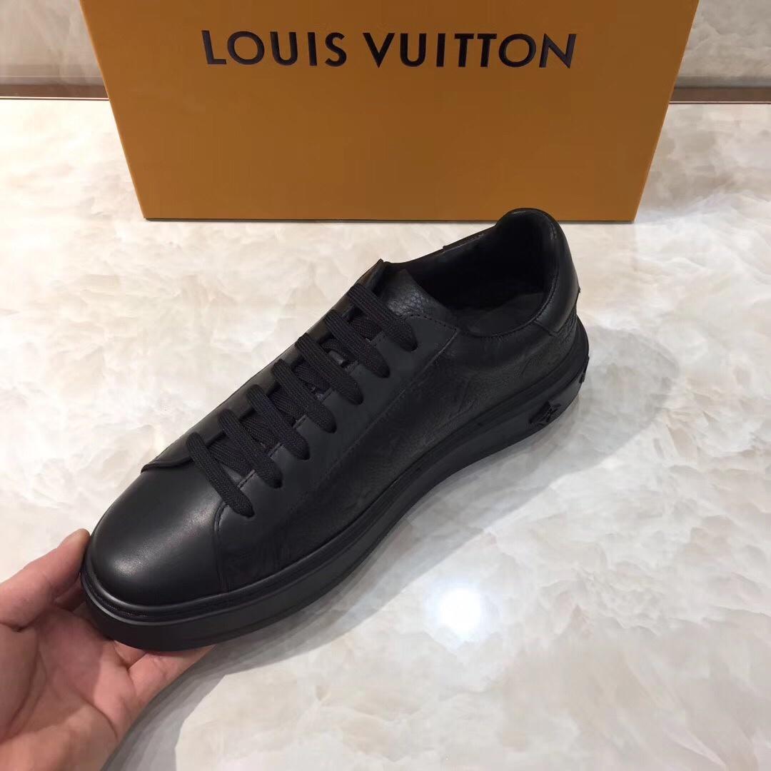 lv Perfect Quality Sneakers Black and Monogram embossing with black sole MS071025