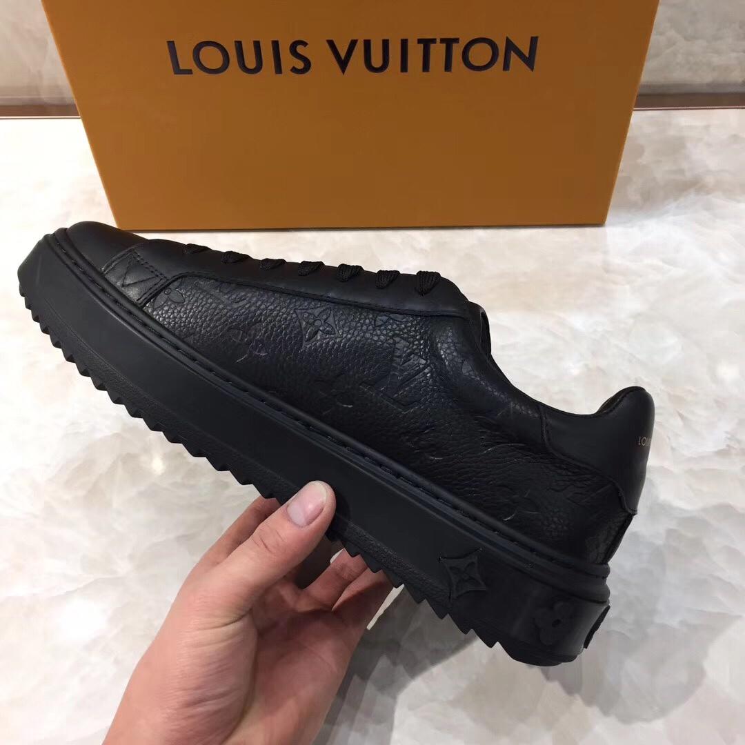 lv Perfect Quality Sneakers Black and Monogram embossing with black sole MS071025