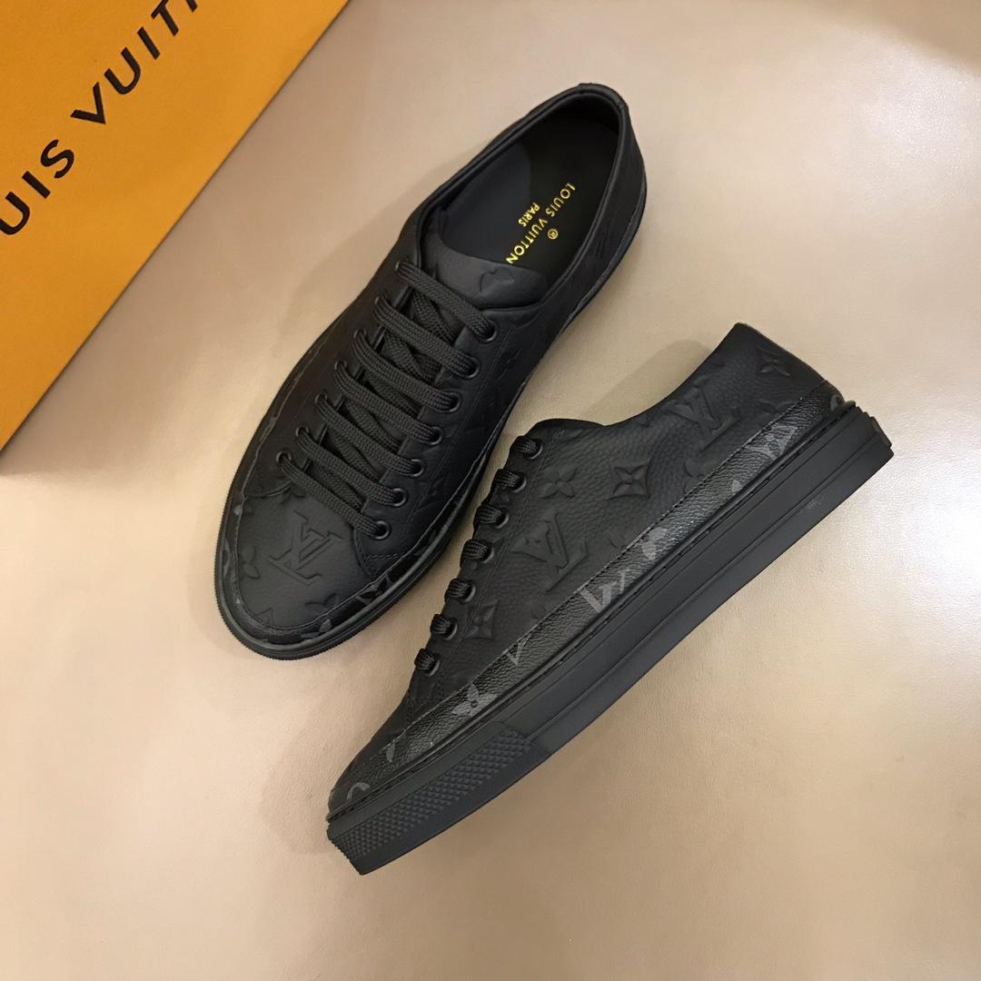 lv Perfect Quality Sneakers Black and Monogram embossed and black sole MS021030