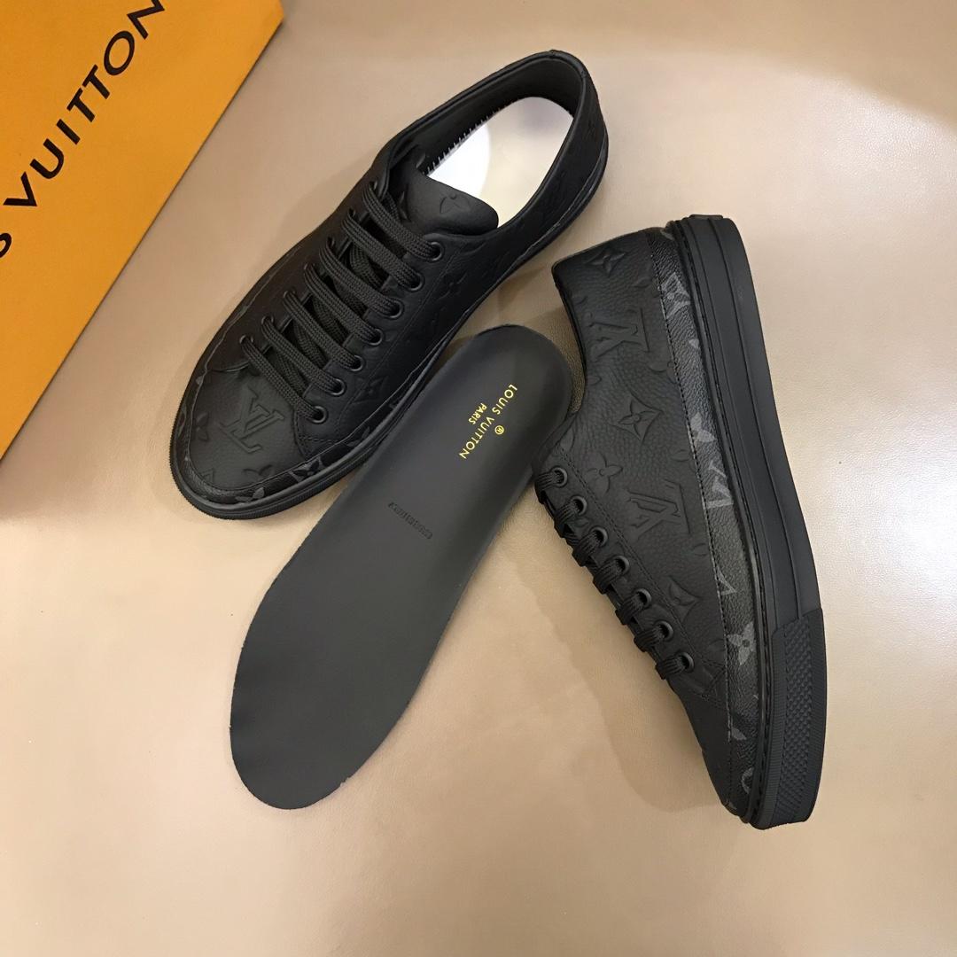 lv Perfect Quality Sneakers Black and Monogram embossed and black sole MS021030