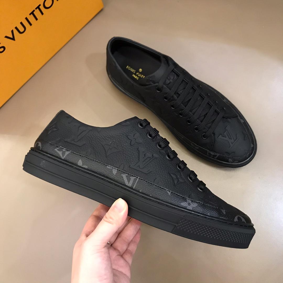 lv Perfect Quality Sneakers Black and Monogram embossed and black sole MS021030