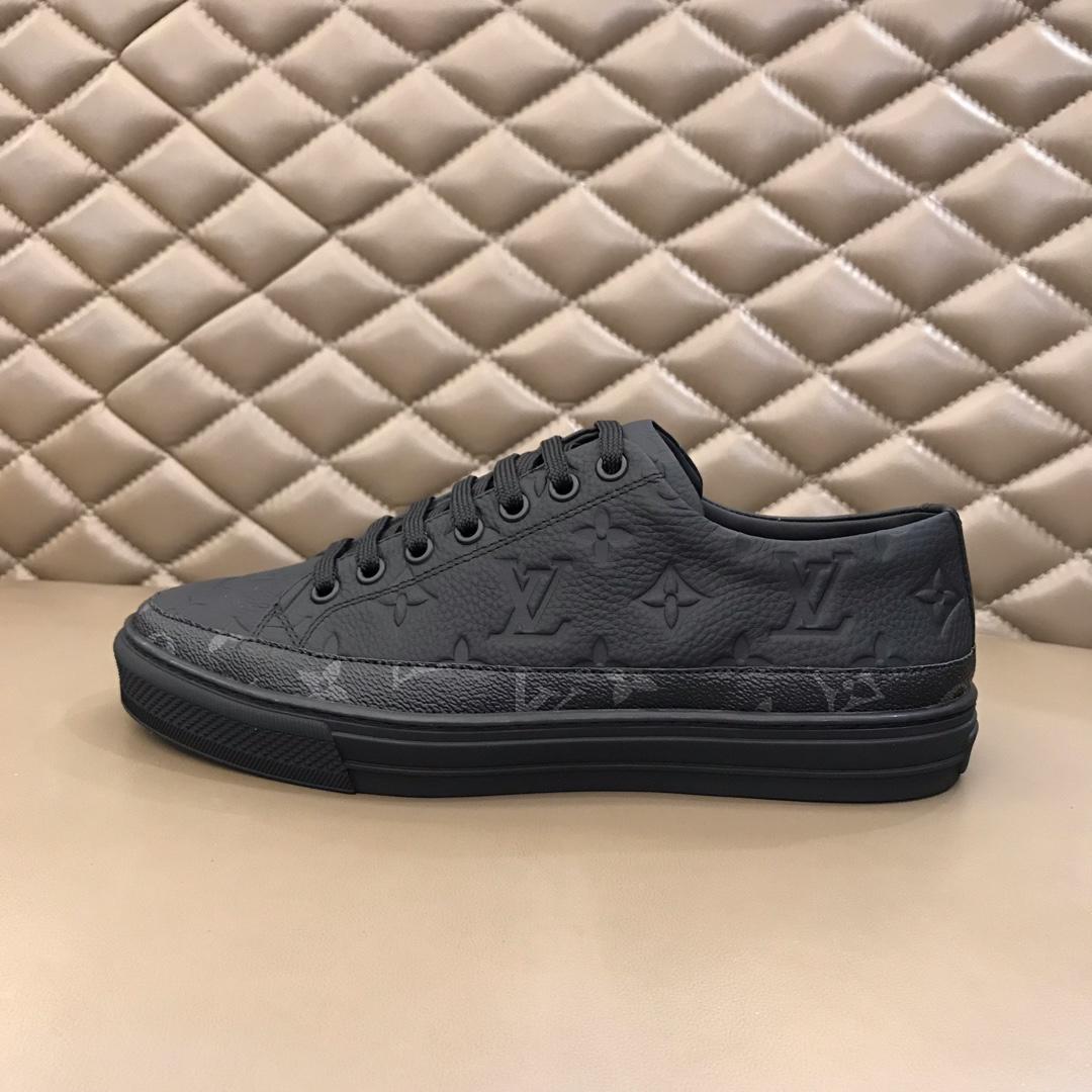 lv Perfect Quality Sneakers Black and Monogram embossed and black sole MS021030