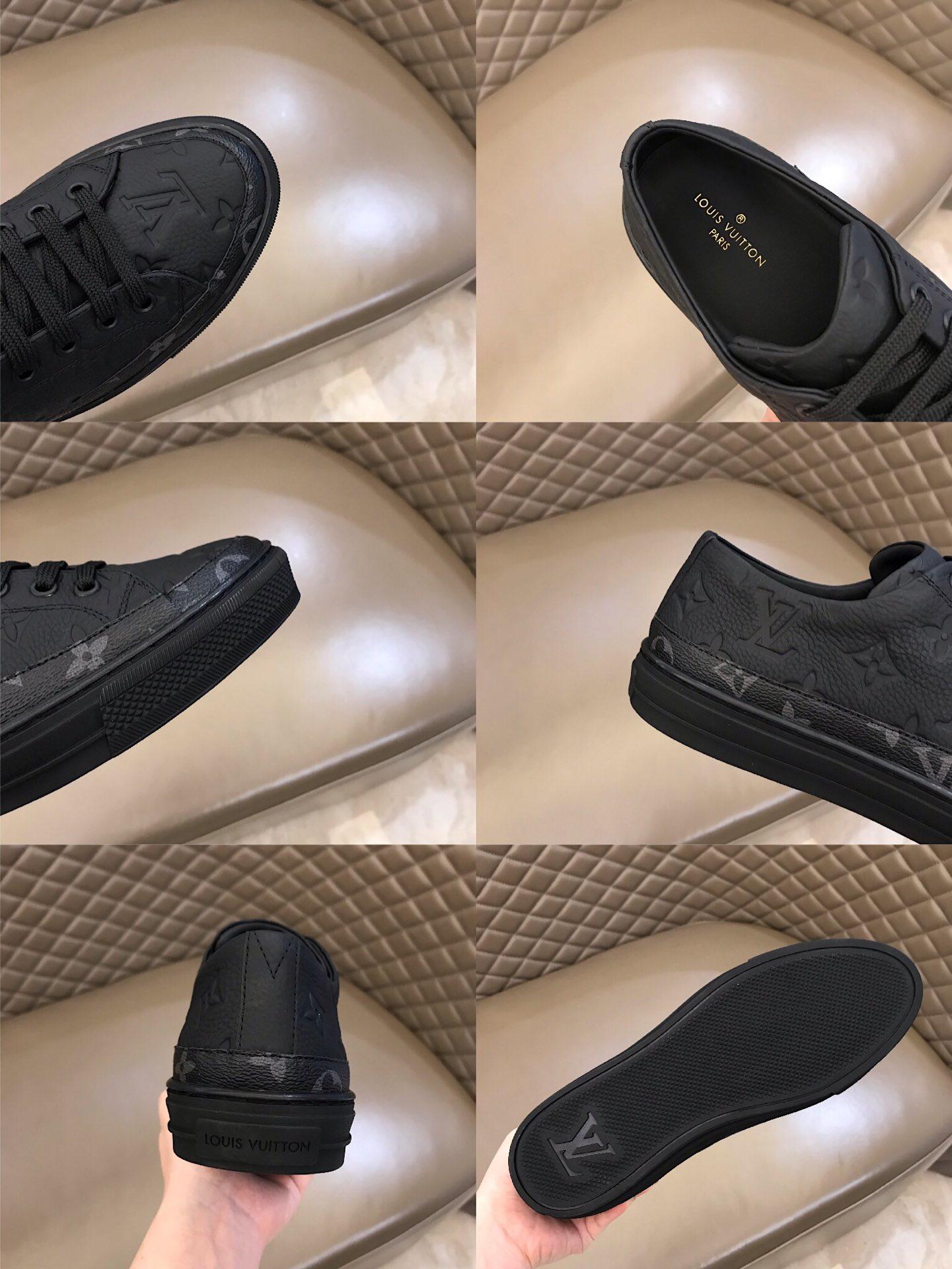 lv Perfect Quality Sneakers Black and Monogram embossed and black sole MS021030