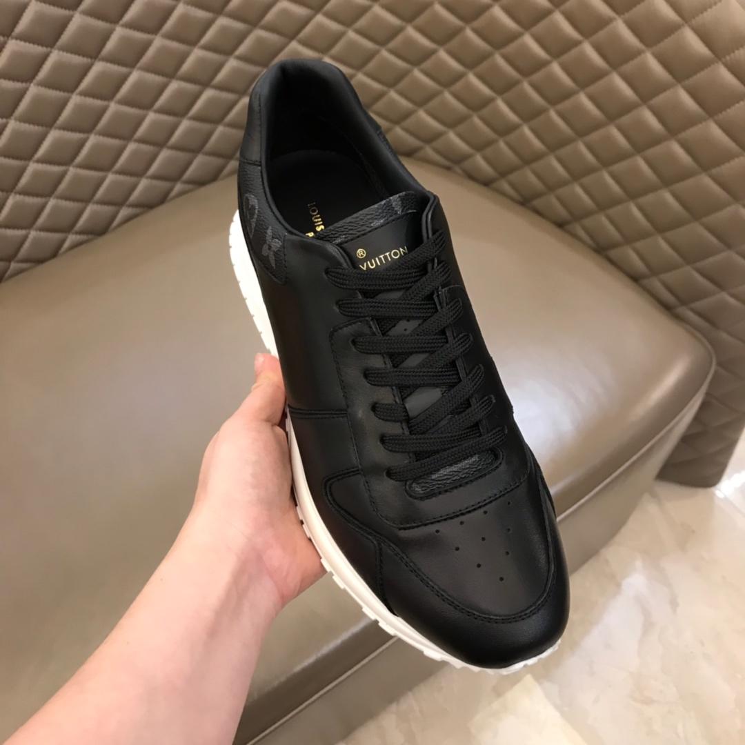 lv Perfect Quality Sneakers Black and Monogram canvas trim and white sole MS02822