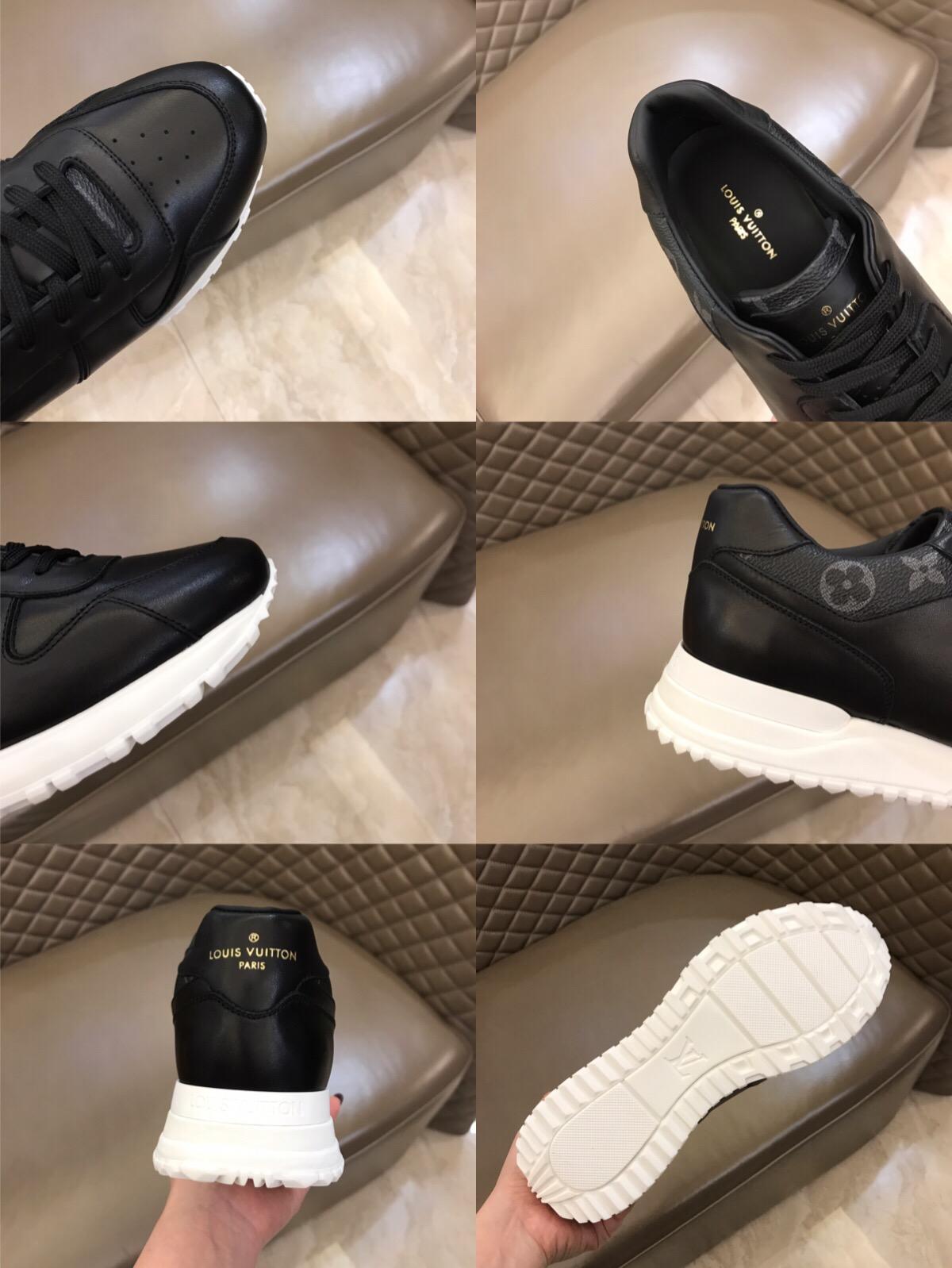 lv Perfect Quality Sneakers Black and Monogram canvas trim and white sole MS02822