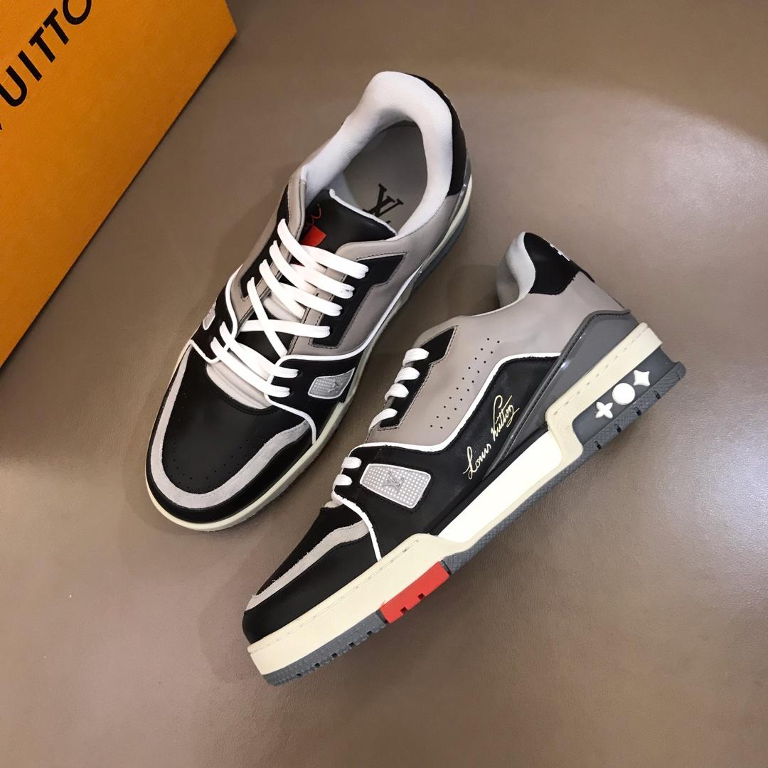 lv Perfect Quality Sneakers Black and grey details and white sole MS021034