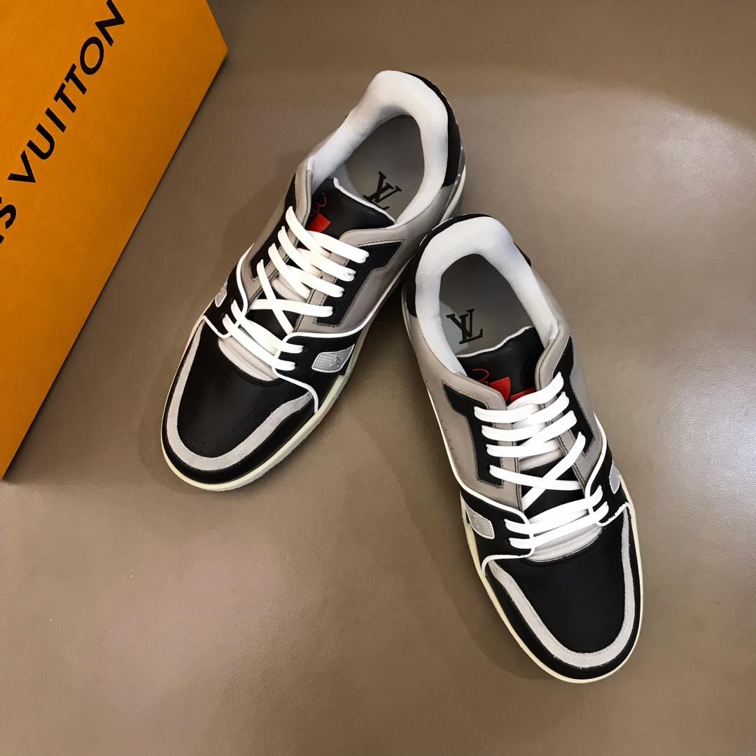 lv Perfect Quality Sneakers Black and grey details and white sole MS021034