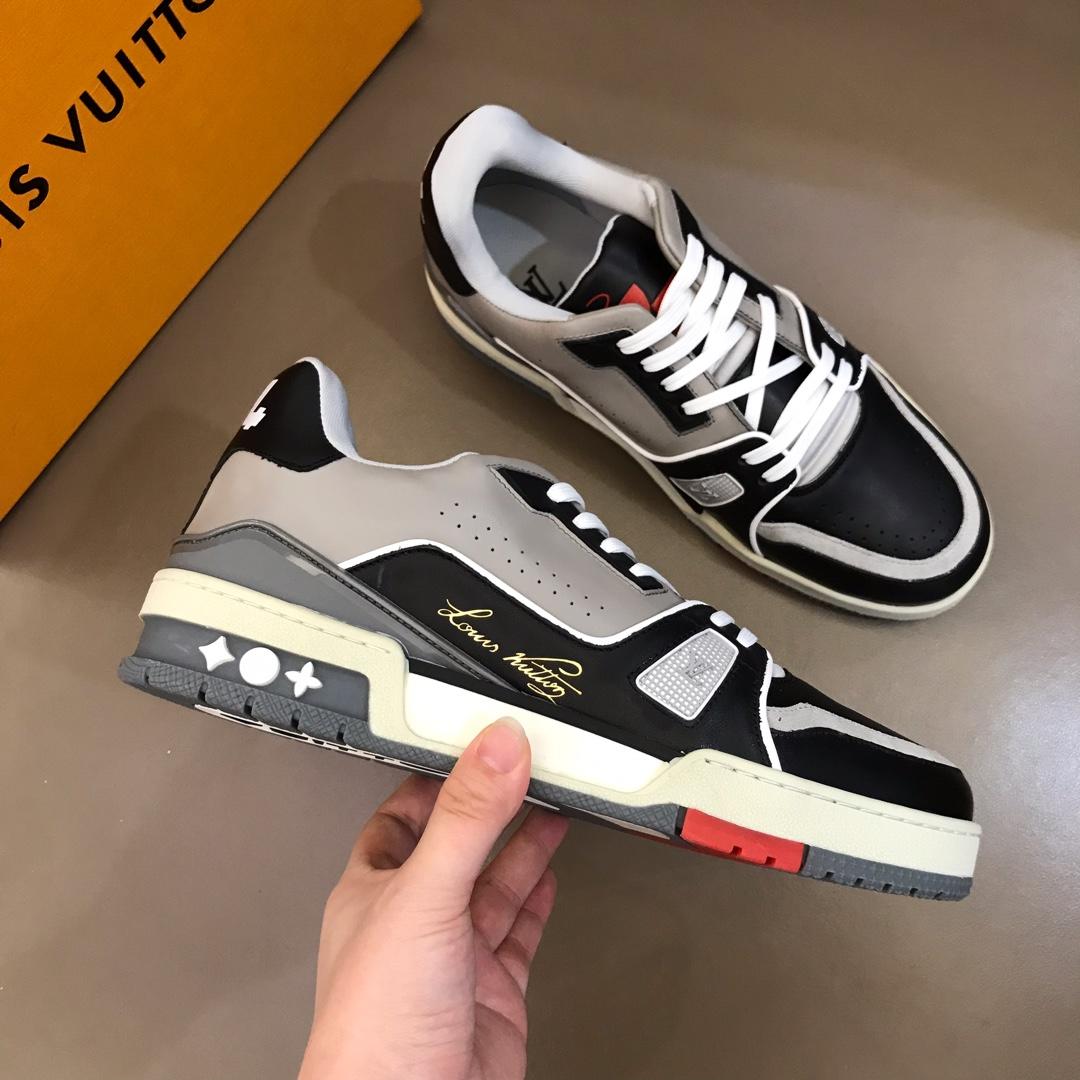 lv Perfect Quality Sneakers Black and grey details and white sole MS021034