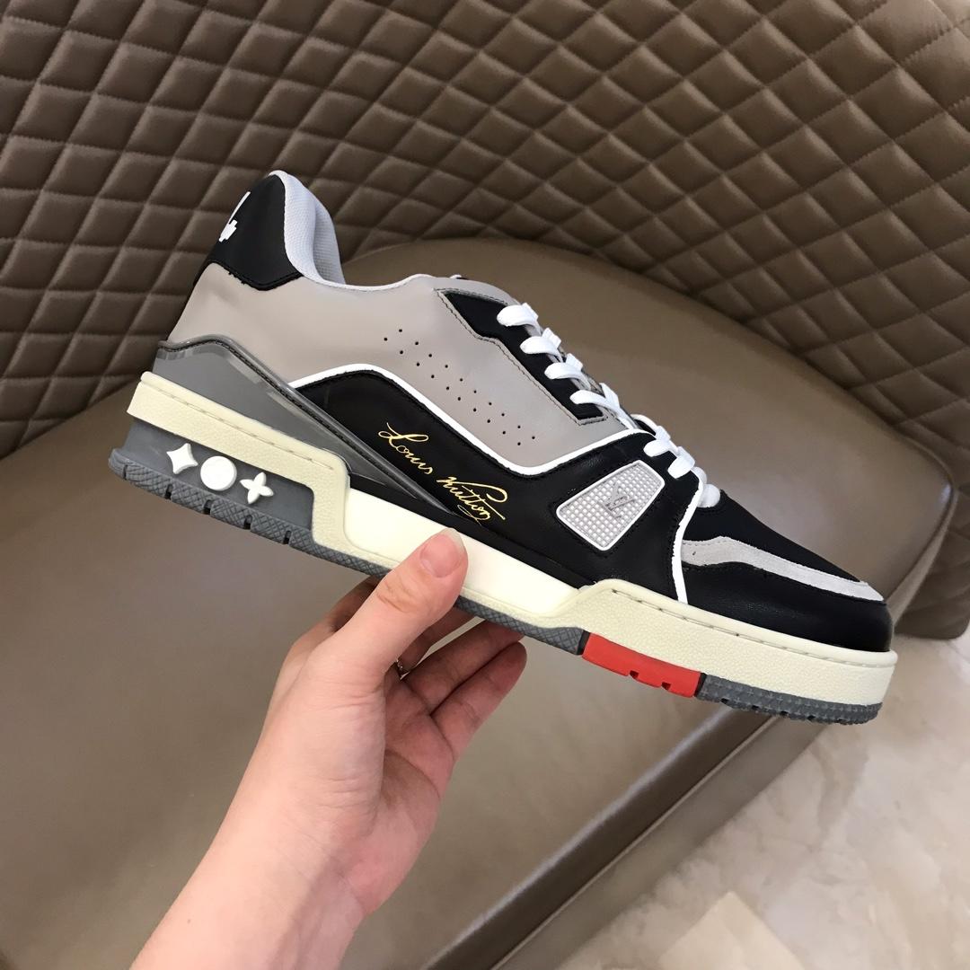 lv Perfect Quality Sneakers Black and grey details and white sole MS021034