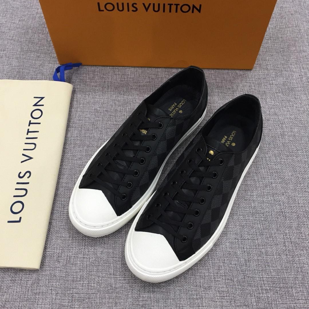 lv Perfect Quality Sneakers Black and Damier Tartan print with white sole MS071086