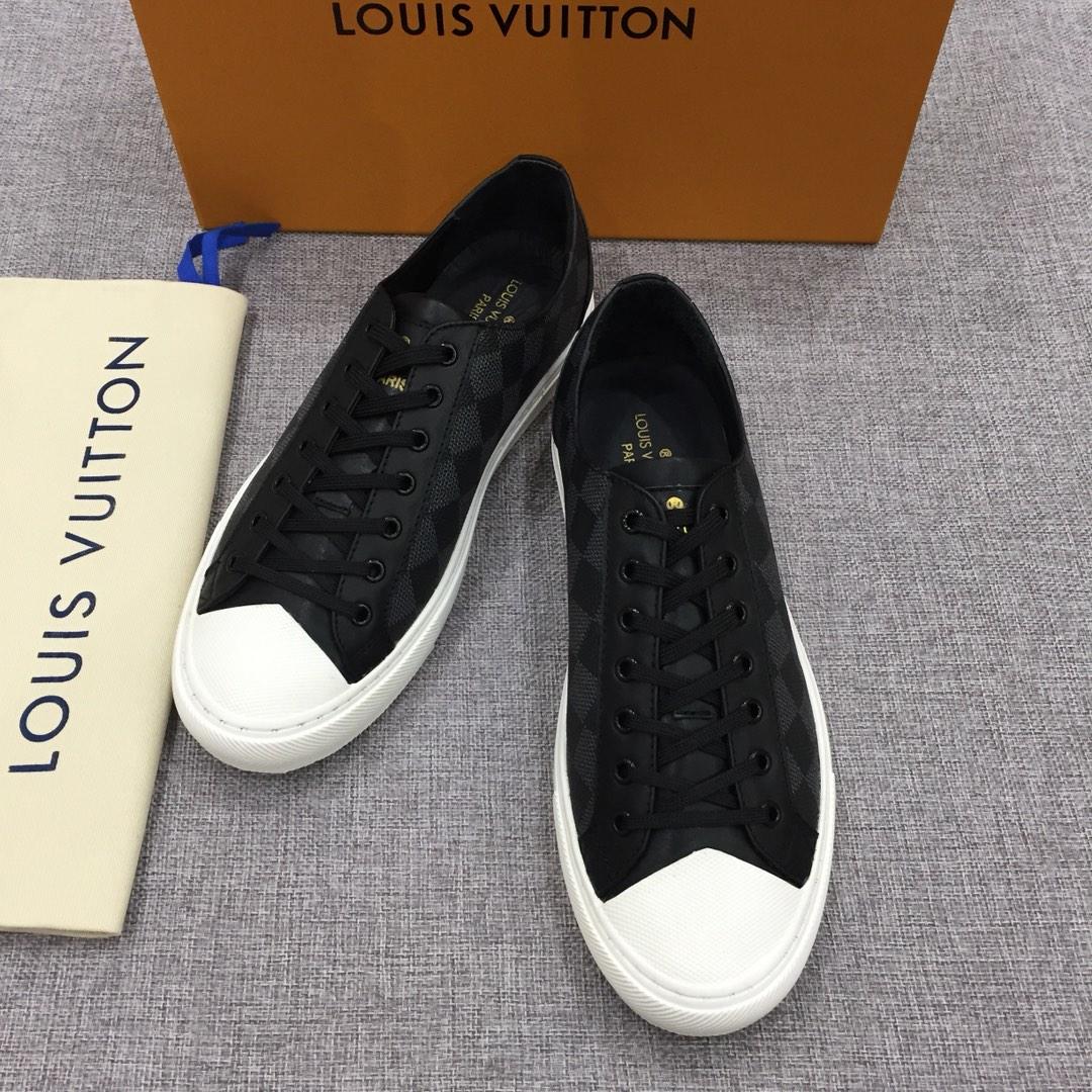 lv Perfect Quality Sneakers Black and Damier Tartan print with white sole MS071086