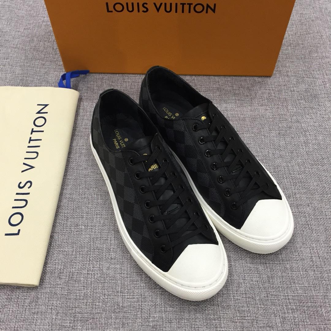 lv Perfect Quality Sneakers Black and Damier Tartan print with white sole MS071086