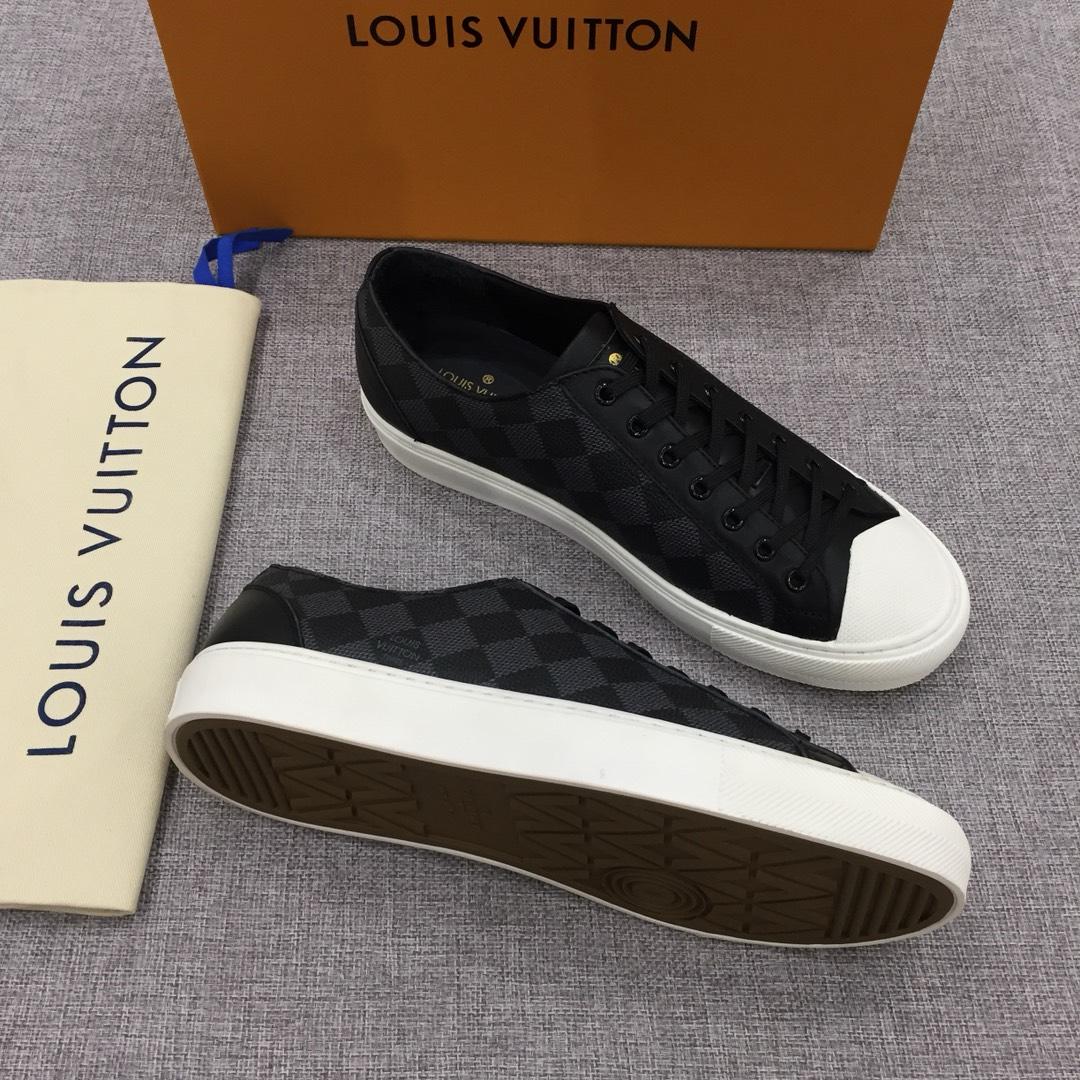 lv Perfect Quality Sneakers Black and Damier Tartan print with white sole MS071086