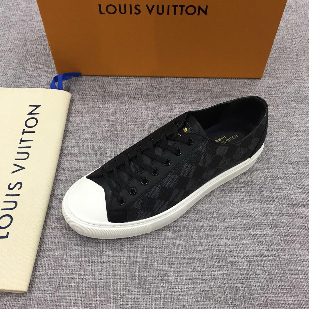 lv Perfect Quality Sneakers Black and Damier Tartan print with white sole MS071086