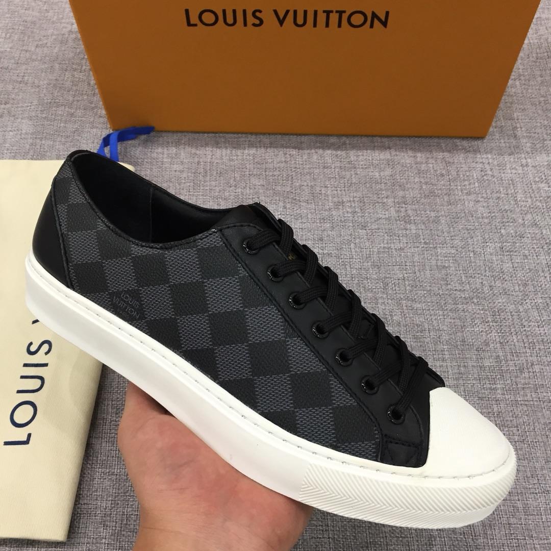 lv Perfect Quality Sneakers Black and Damier Tartan print with white sole MS071086