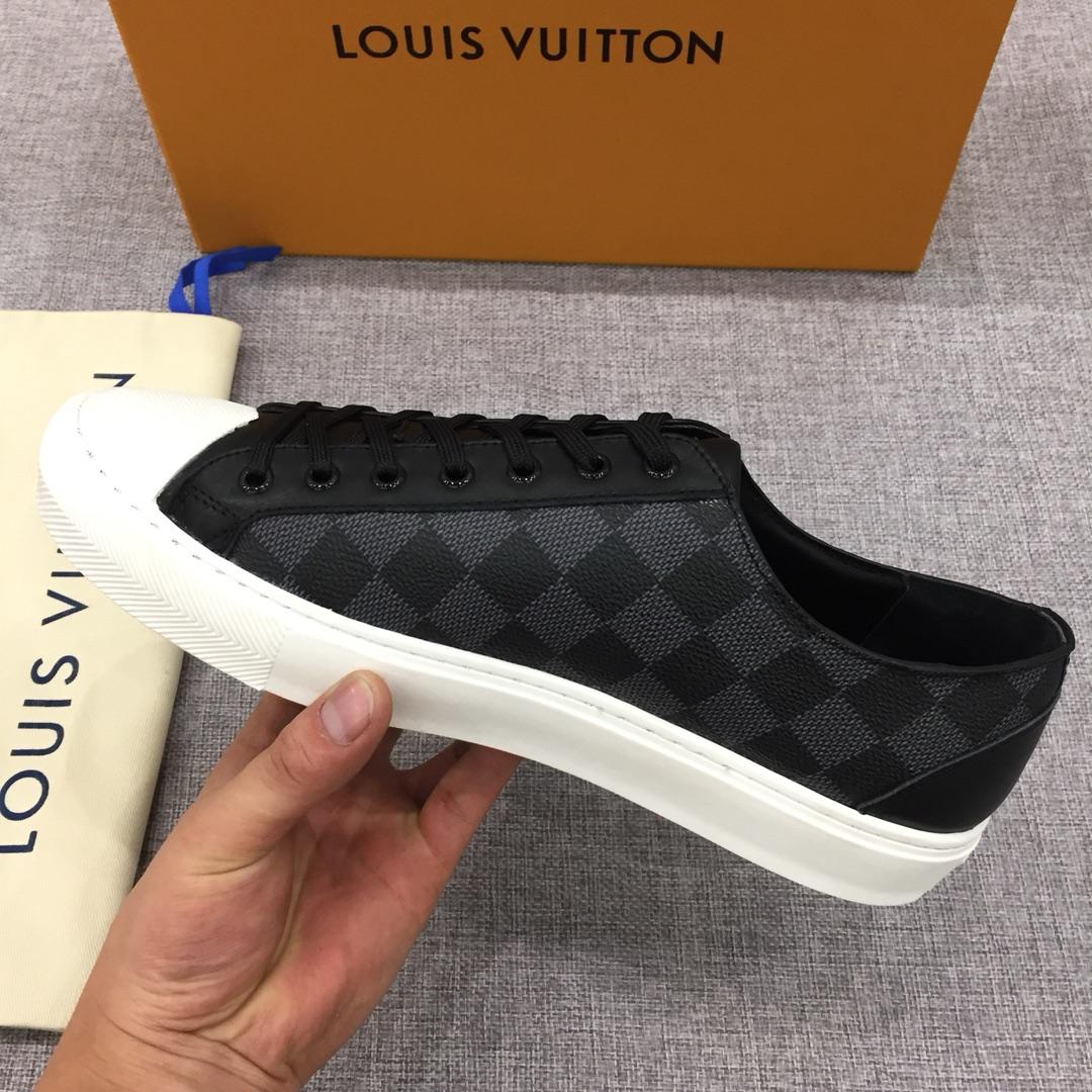 lv Perfect Quality Sneakers Black and Damier Tartan print with white sole MS071086