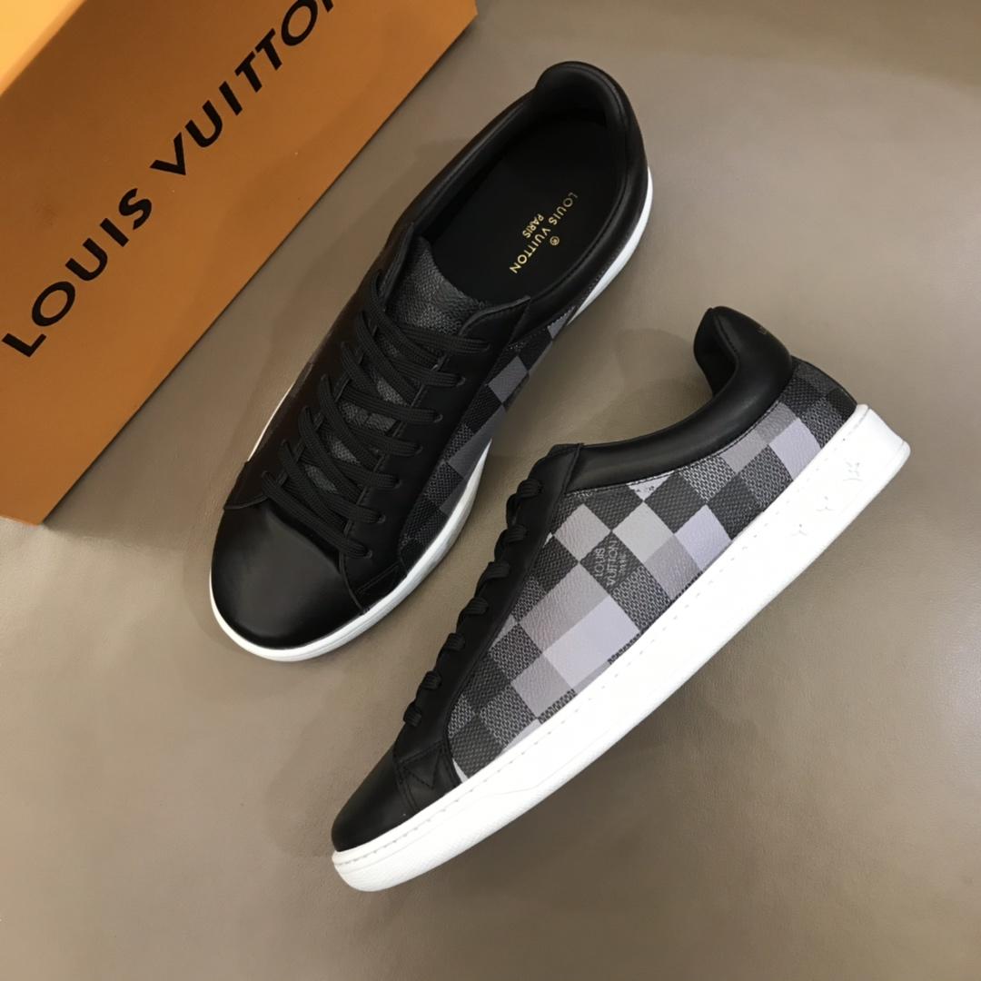 lv Perfect Quality Sneakers Black and Damier Graphite canvas with white sole MS02835