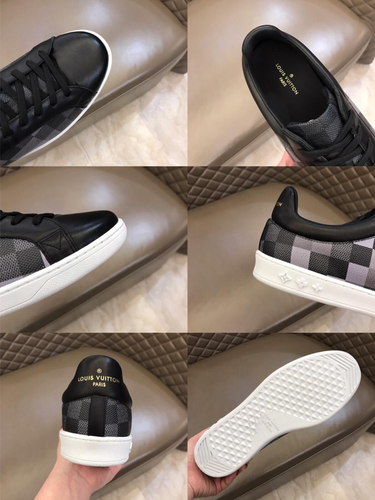 lv Perfect Quality Sneakers Black and Damier Graphite canvas with white sole MS02835