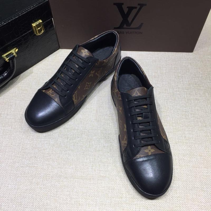 lv Perfect Quality Sneakers Black and brown Monogram print with black sole MS071104