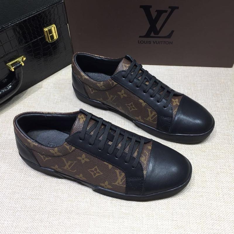 lv Perfect Quality Sneakers Black and brown Monogram print with black sole MS071104