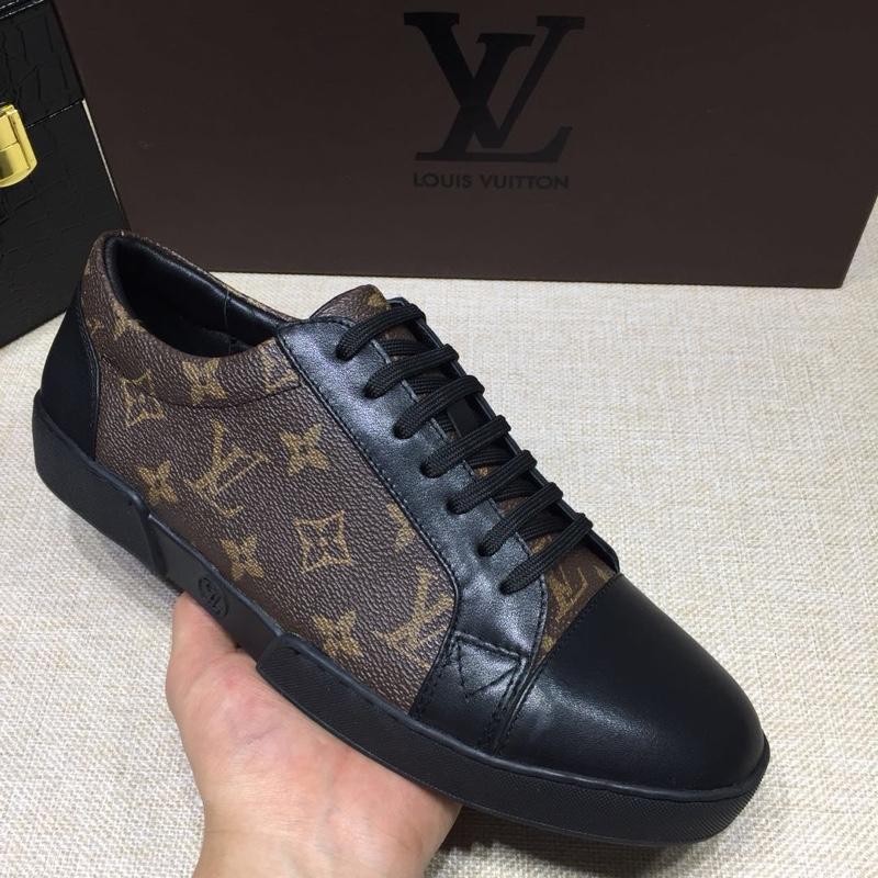 lv Perfect Quality Sneakers Black and brown Monogram print with black sole MS071104