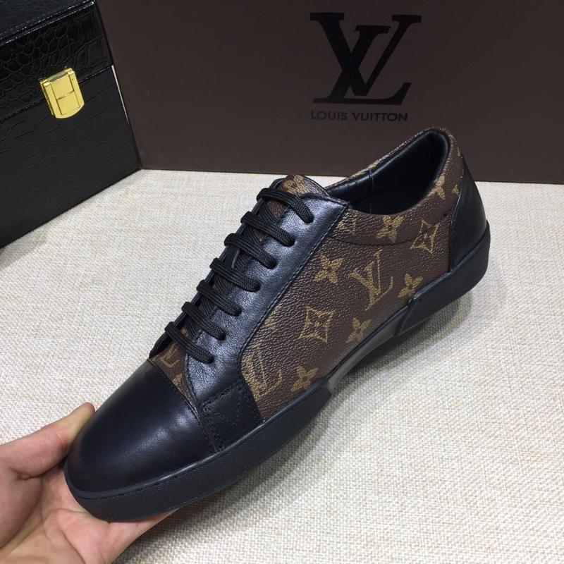 lv Perfect Quality Sneakers Black and brown Monogram print with black sole MS071104