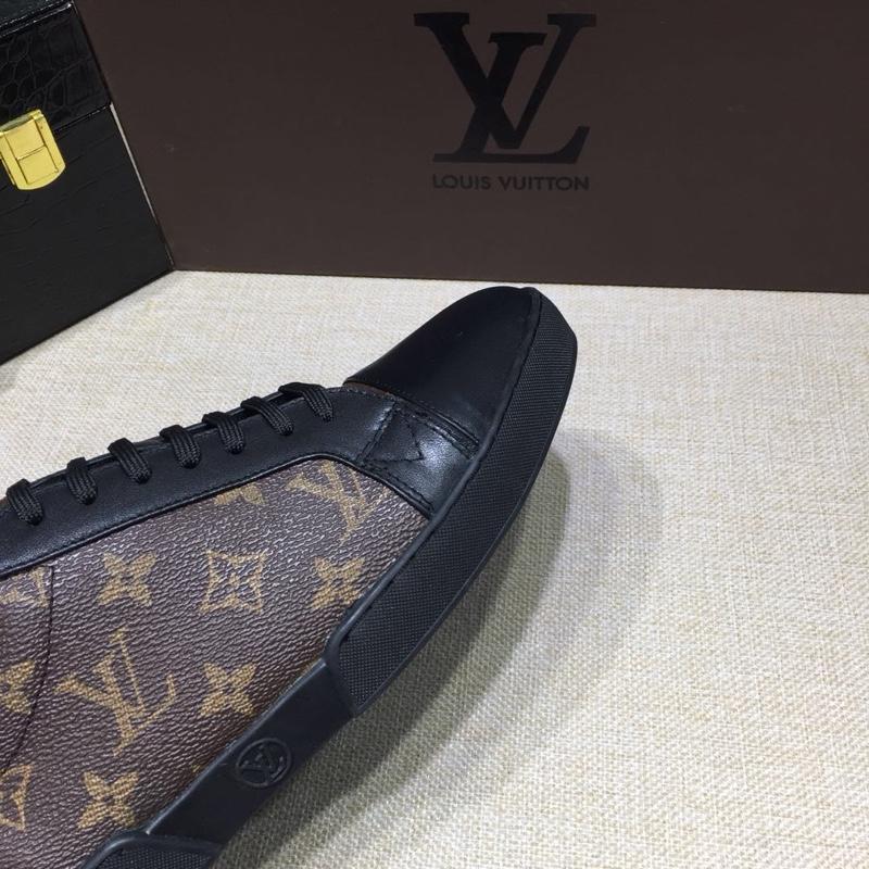 lv Perfect Quality Sneakers Black and brown Monogram print with black sole MS071104