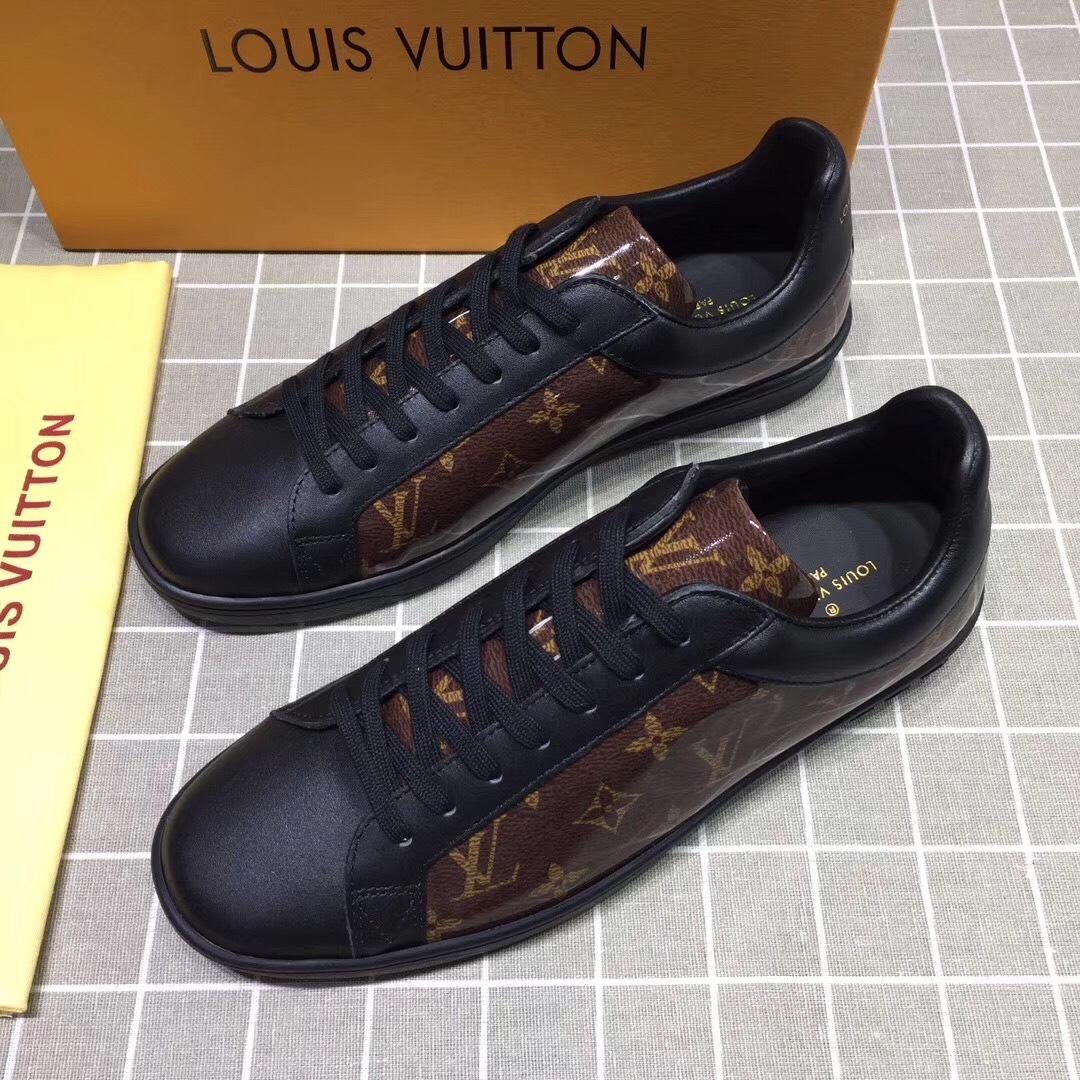 lv Perfect Quality Sneakers Black and brown Monogram print with black sole MS071055