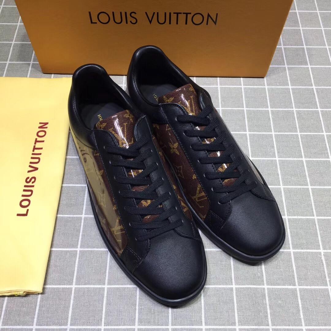 lv Perfect Quality Sneakers Black and brown Monogram print with black sole MS071055