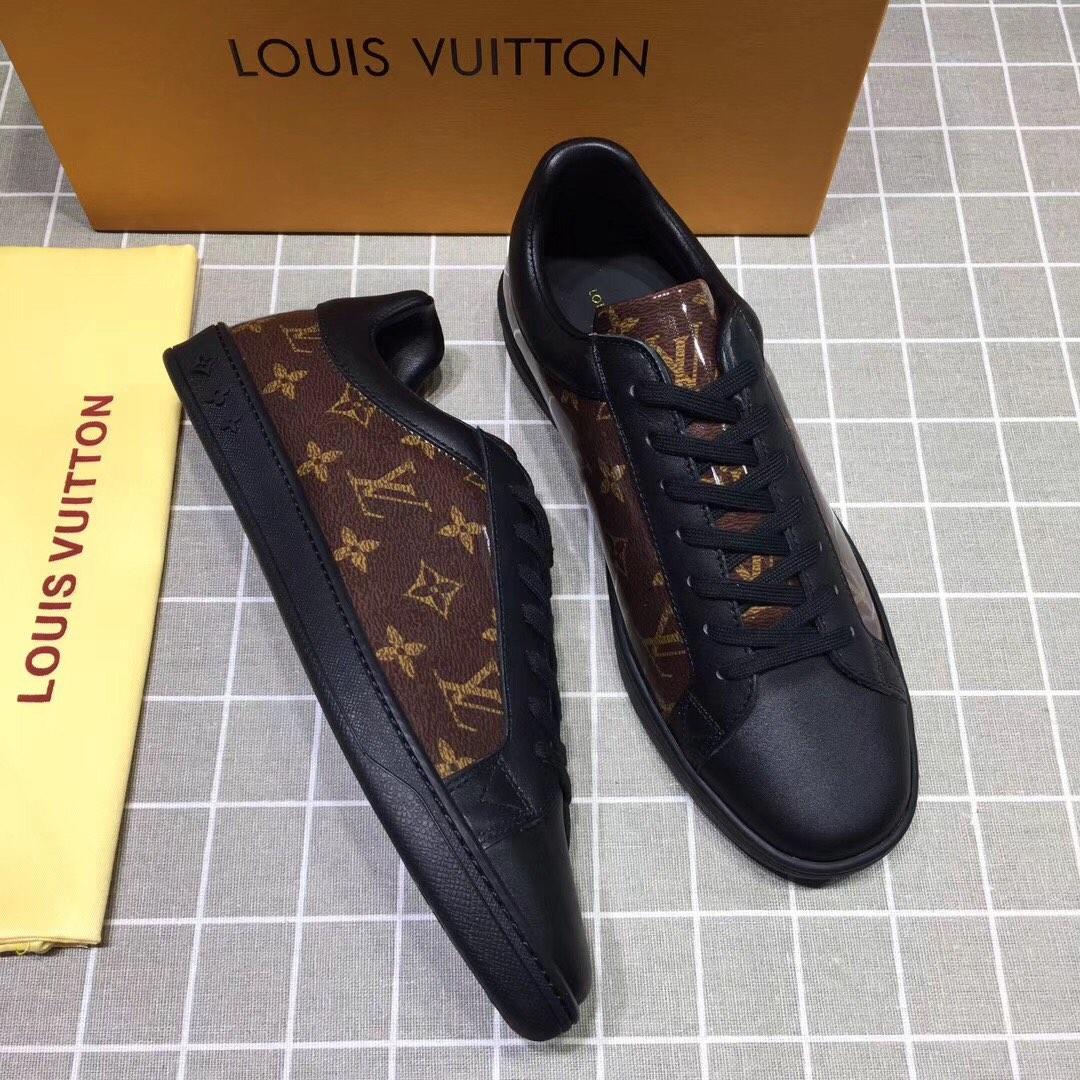 lv Perfect Quality Sneakers Black and brown Monogram print with black sole MS071055