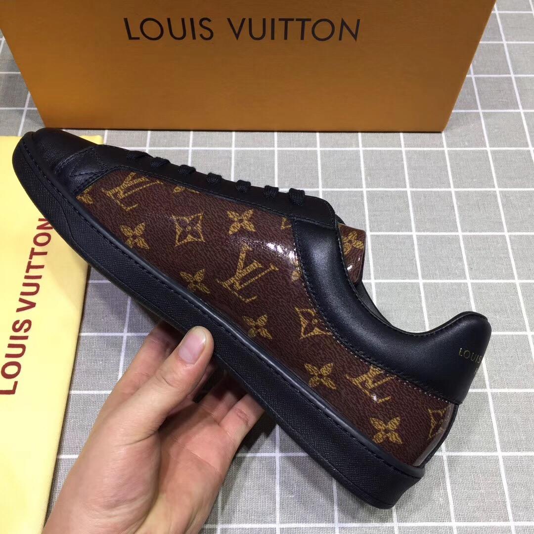 lv Perfect Quality Sneakers Black and brown Monogram print with black sole MS071055