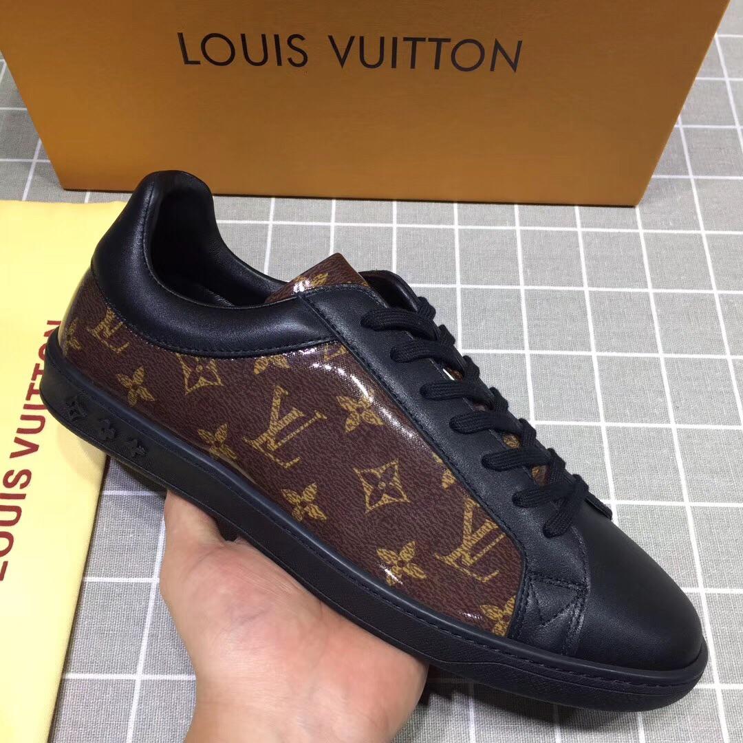 lv Perfect Quality Sneakers Black and brown Monogram print with black sole MS071055