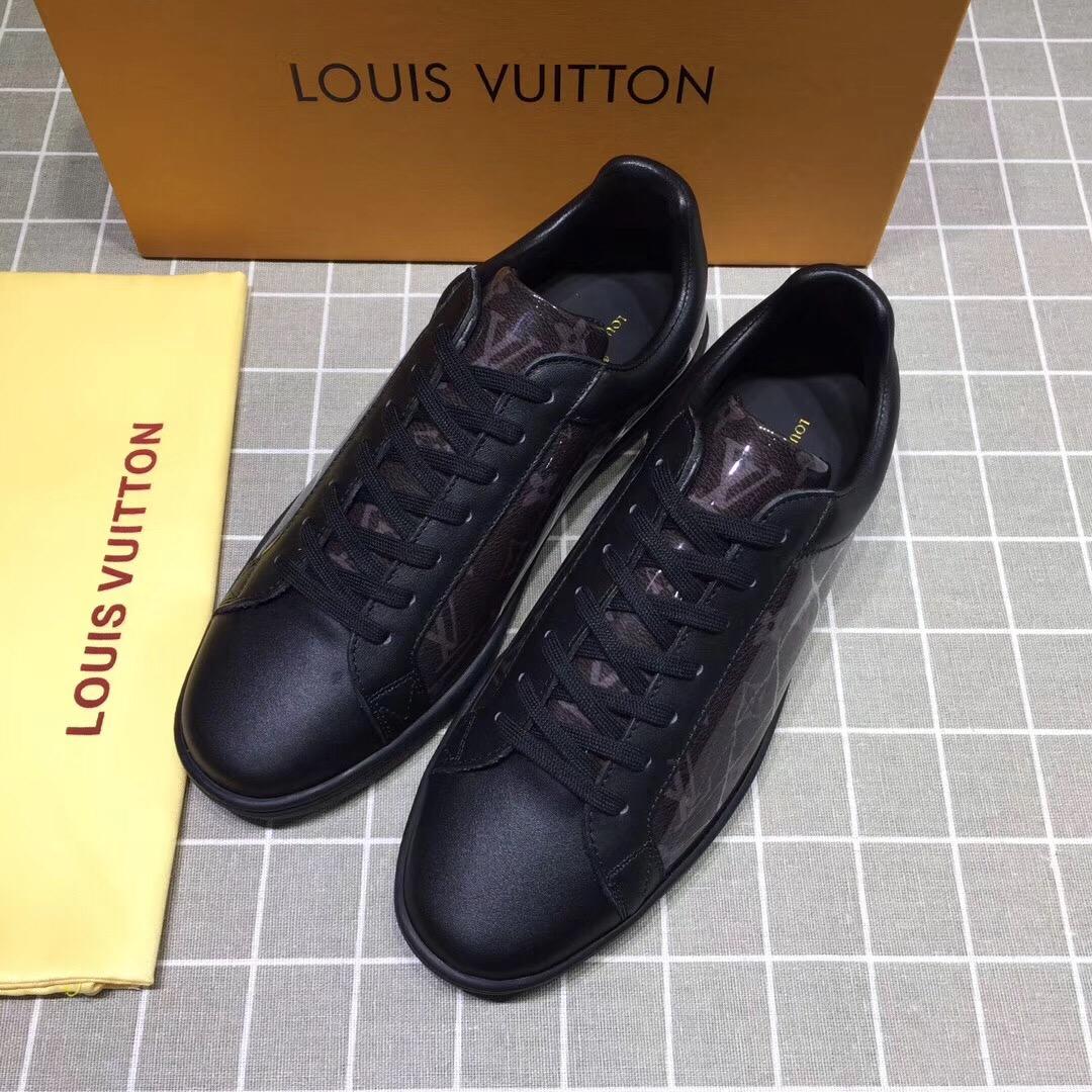 lv Perfect Quality Sneakers Black and brown Monogram print with black sole MS071054