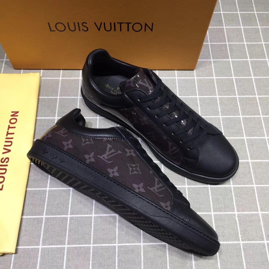 lv Perfect Quality Sneakers Black and brown Monogram print with black sole MS071054