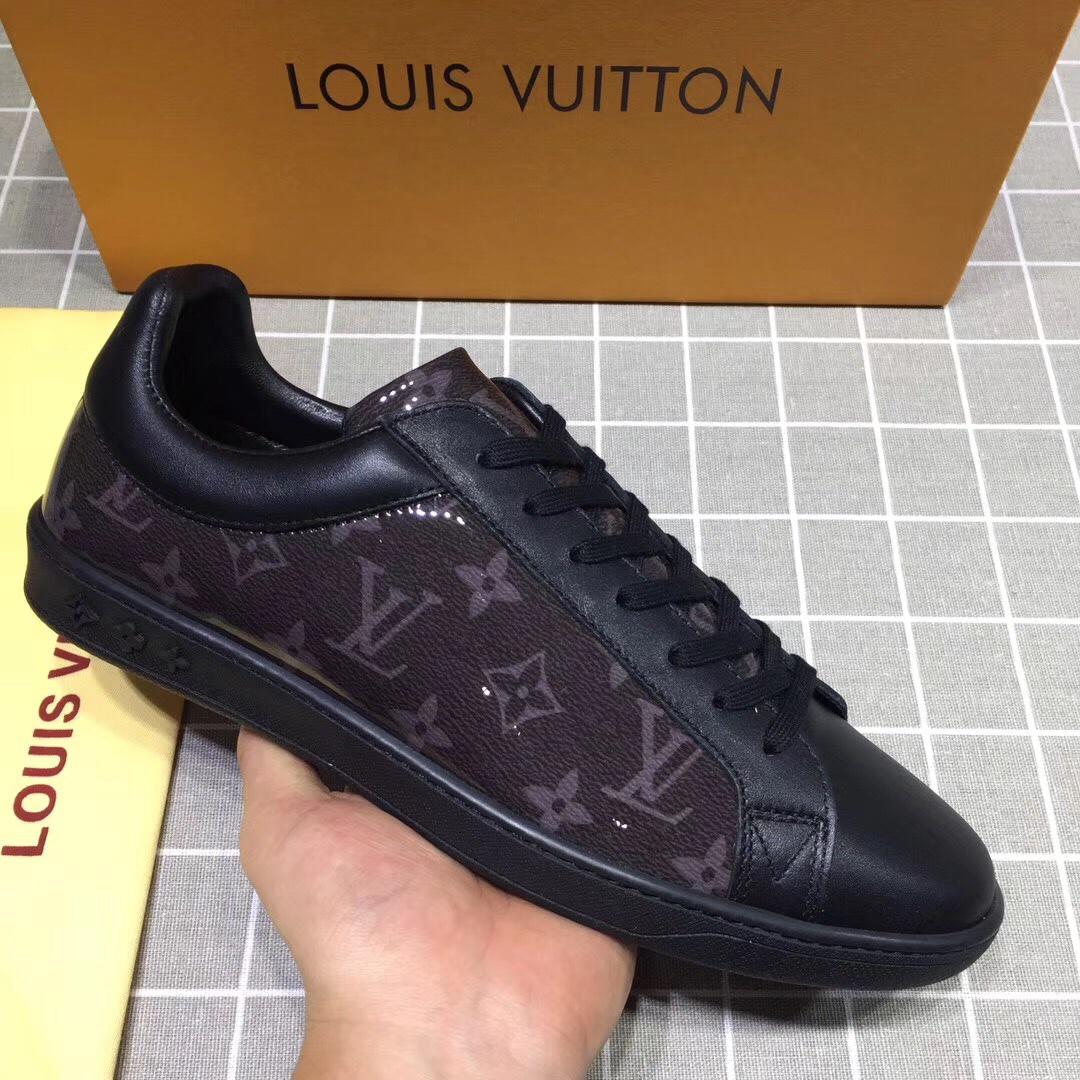 lv Perfect Quality Sneakers Black and brown Monogram print with black sole MS071054