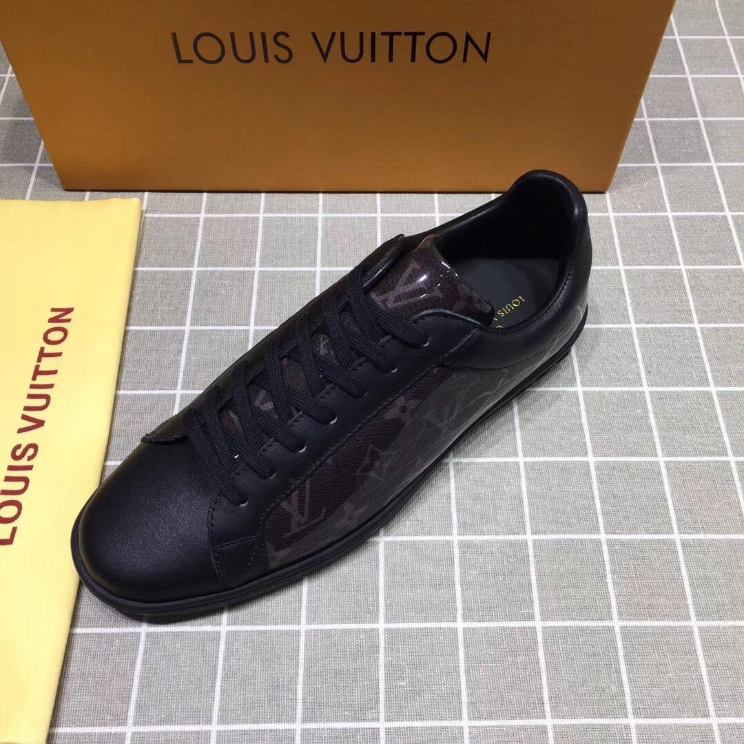 lv Perfect Quality Sneakers Black and brown Monogram print with black sole MS071054