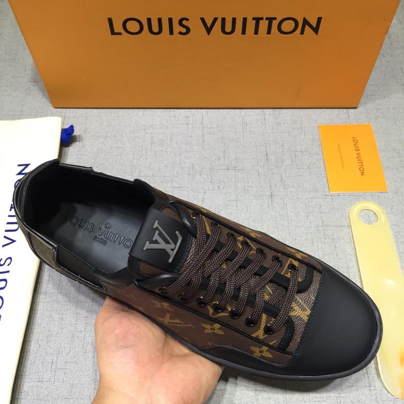 lv Perfect Quality Sneakers Black and brown Monogram print with black sole MS071022