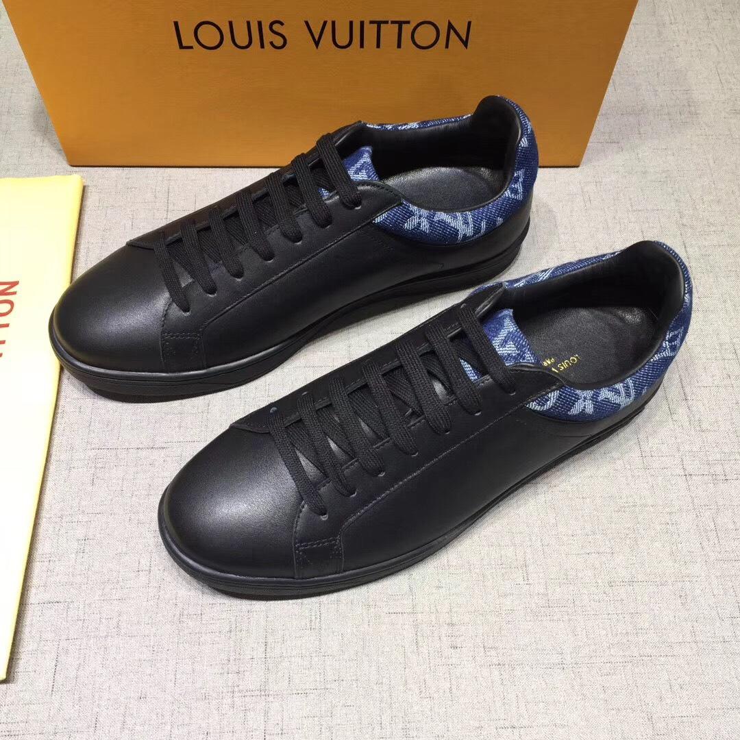 lv Perfect Quality Sneakers Black and blue Monogram detail with black sole MS071042