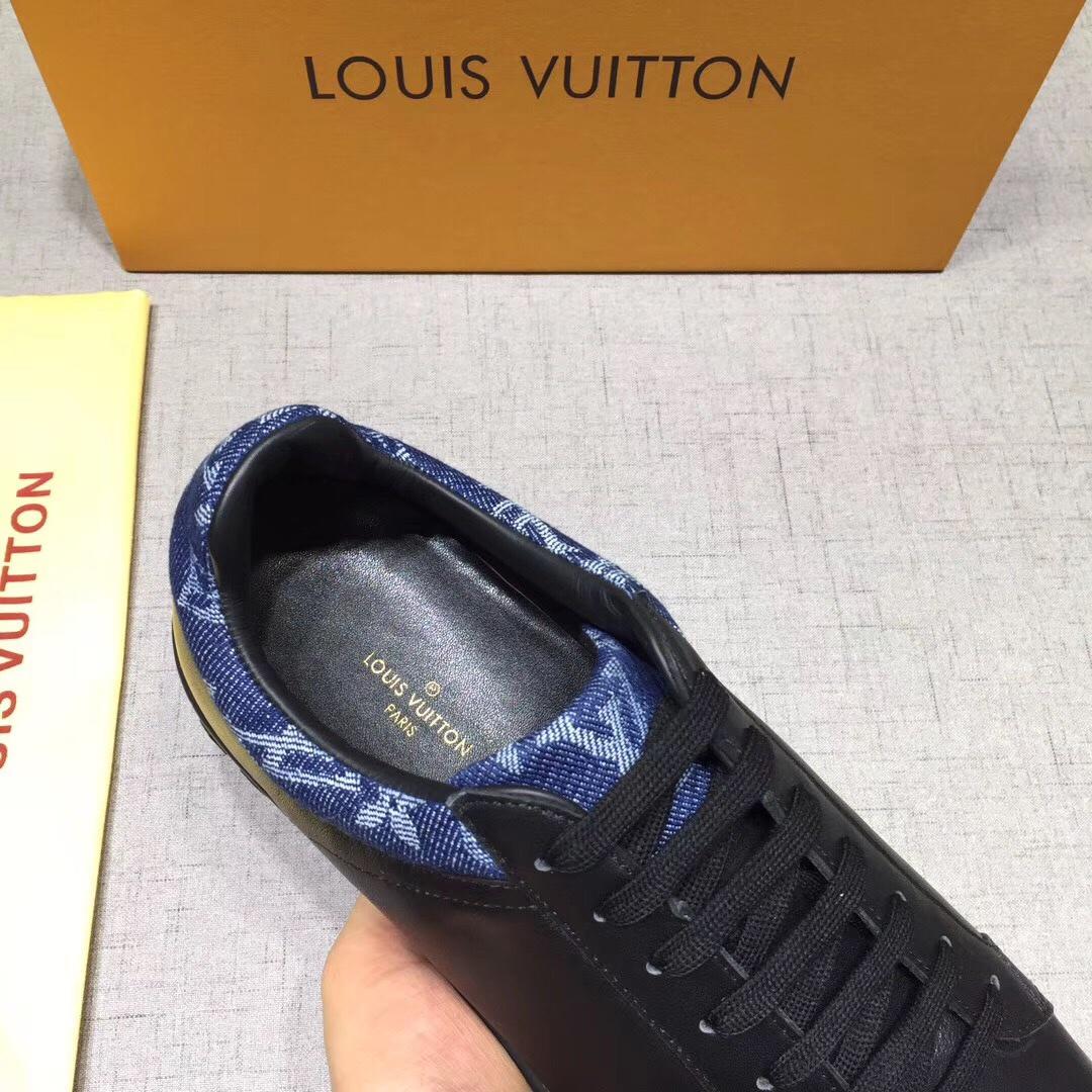 lv Perfect Quality Sneakers Black and blue Monogram detail with black sole MS071042