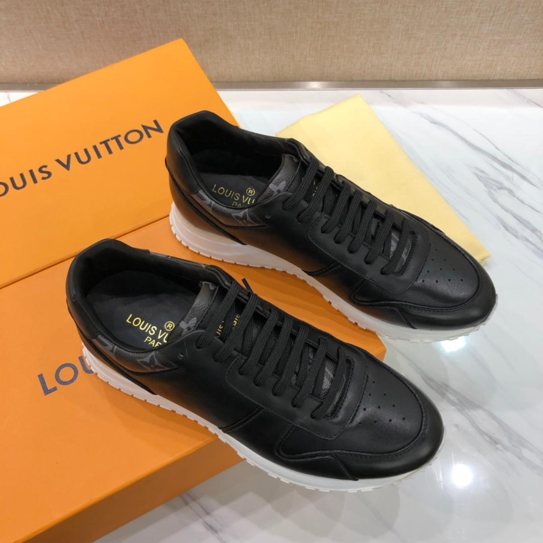 lv Perfect Quality Sneakers Black and Black Monogram Trim Details and White Sole MS071138